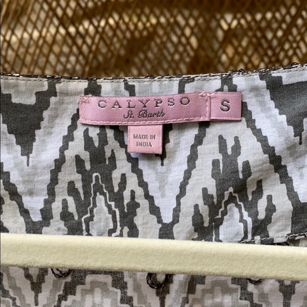 Calypso St. Barth White and Black Patterned Tunic - Picture 2 of 6